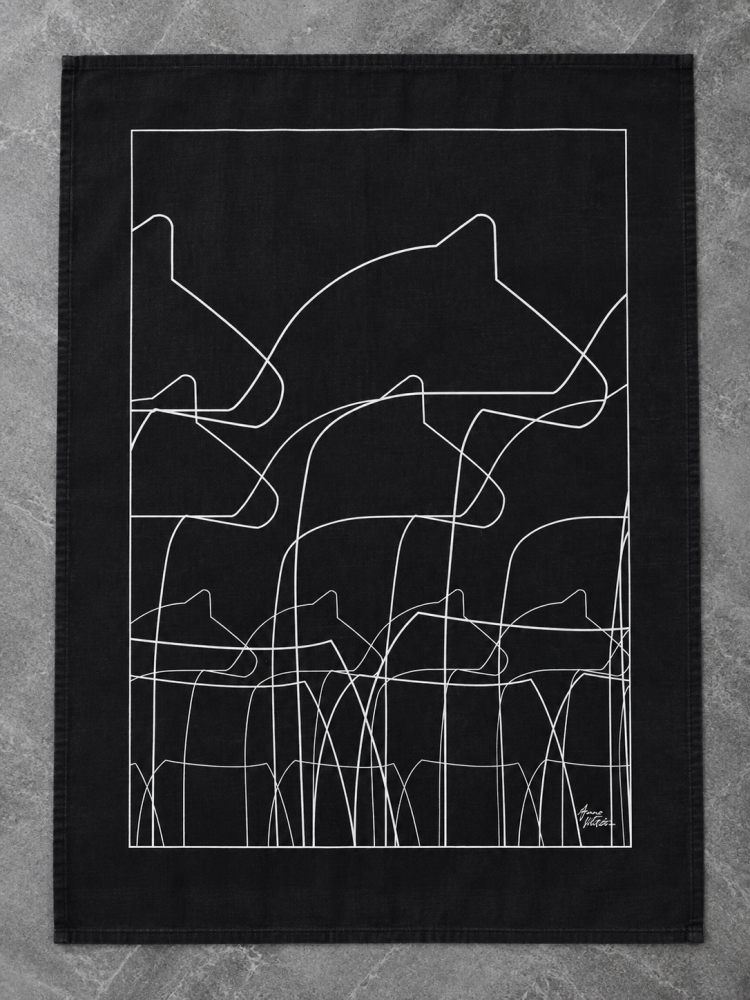 Bild 1 von Geschirrtuch Black Edition Dalapferd  - typisch schwedisches Design  im 3er Set