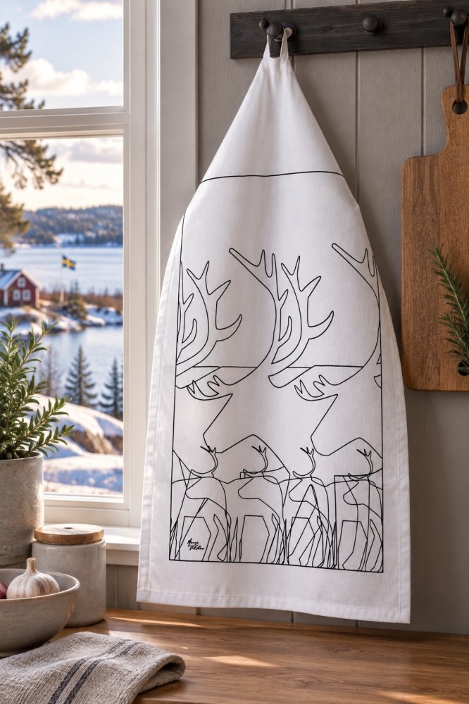 Bild 1 von Geschirrtuch-  Rentier - typisch schwedisches Design im 3er Set